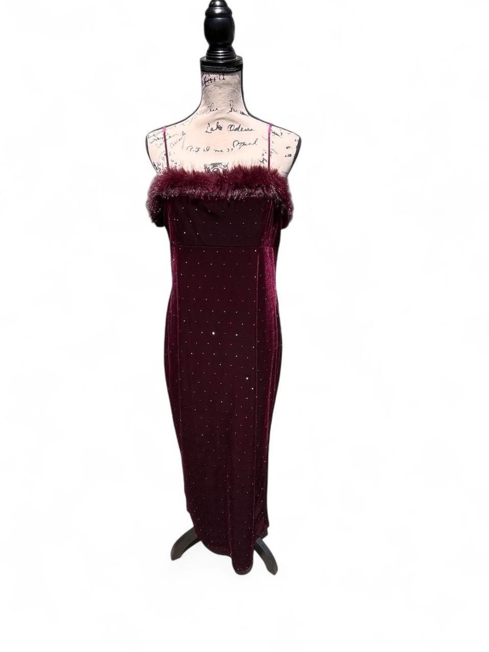 Zara Burgundy Velvet Spaghetti-Strap Midi Dress - Picture 4 of 8